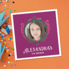 Elegante Paarse en roze Princess Royal Crest foto Servet