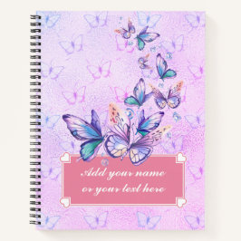 Elegante Paarse en Roze Waterverf Vlinders Notitieboek