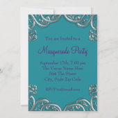 Elegante Paarse en Turquoise Blue Masquerade Party Kaart (Achterkant)