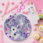 Elegante Paarse en violette wilde bloemen en lucht Papieren Bordje (Feest)