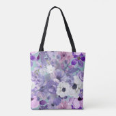 Elegante Paarse en violette wilde bloemen en monog Tote Bag (Achterkant)