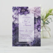 Elegante Paarse en witte bloemenbruiloft Kaart (Staand voorkant)