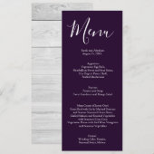 Elegante paarse en witte chic huwelijksmenu menu (Voorkant / Achterkant)