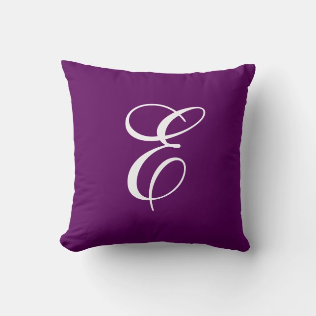 Elegante paarse en witte monogram sierkussen (Voorkant)