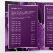 Elegante Paarse en zilveren Agaat Trifold Brochure Drieluik Kaart (Binnenzijde eerst)