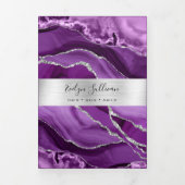 Elegante Paarse en zilveren Agaat Trifold Brochure Drieluik Kaart (Cover)