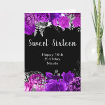 Elegante paarse en zilveren bloemen Sweet Sixteen 