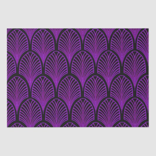 Elegante Paarse en zwarte Art Deco-bogen Tissuepapier (Voorkant)