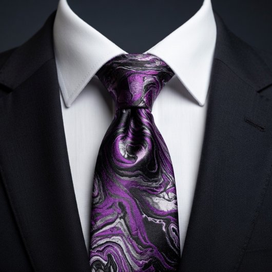 Elegante paarse en zwarte marmeren swirl stropdas