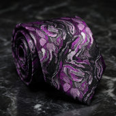 Elegante paarse en zwarte marmeren swirl stropdas