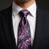 Elegante paarse en zwarte marmeren swirl stropdas