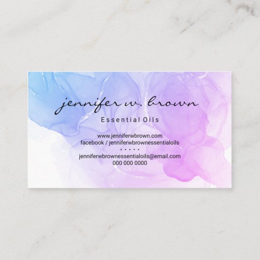 ELEGANTE paarse etherische oliën Visitekaartje (Achterkant)
