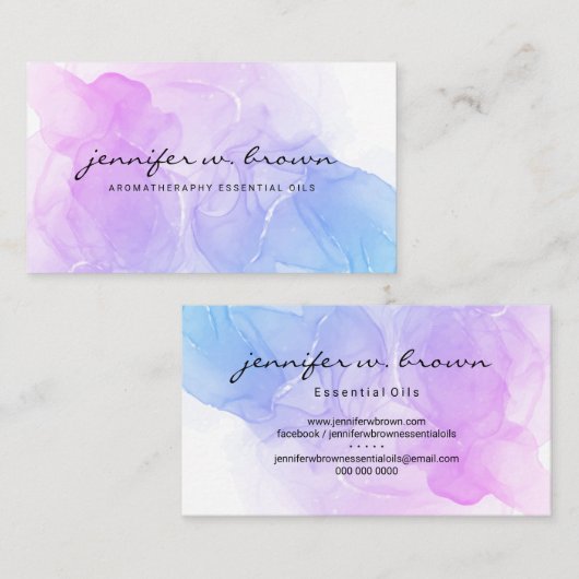 ELEGANTE paarse etherische oliën Visitekaartje (Voorkant / Achterkant)