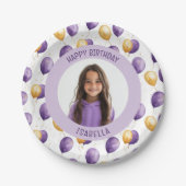 Elegante Paarse Faux Gold Ballonnen Foto Papieren Bordje (Voorkant)