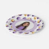 Elegante Paarse Faux Gold Ballonnen Foto Papieren Bordje (Gekanteld)