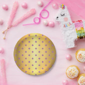 Elegante paarse faux gouden polka stippen papieren bordje (Feest)