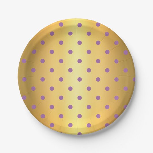 Elegante paarse faux gouden polka stippen papieren bordje (Voorkant)