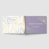 Elegante Paarse Floral Gold Wedding Gastenboek (Volledig)