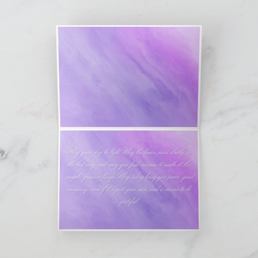 Elegante Paarse Floral Happy Birthday Kaart (Binnen)