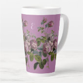 Elegante  Paarse Floral Latte Grote Mok (Rechterhoek)