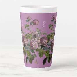 Elegante  Paarse Floral Latte Grote Mok