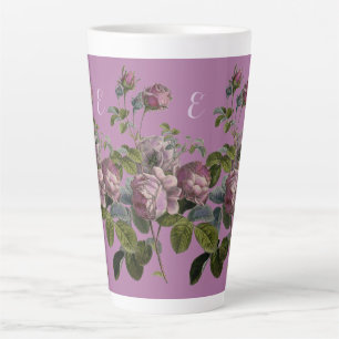Elegante  Paarse Floral Latte Grote Mok