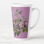 Elegante  Paarse Floral Latte Grote Mok (Rechts)