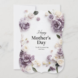 Elegante Paarse Floral Moederdag Kaart