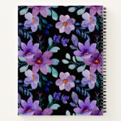 Elegante Paarse Floral Notitieboek Hoesje – Waterv (Achterkant)