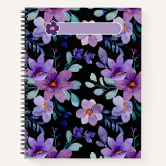 Elegante Paarse Floral Notitieboek Hoesje – Waterv