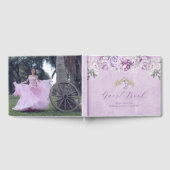 Elegante Paarse Floral Quinceañera Guest Book Gastenboek (Volledig)