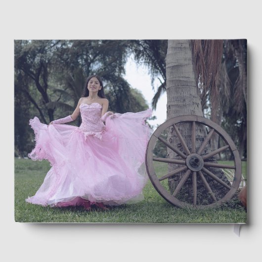 Elegante Paarse Floral Quinceañera Guest Book Gastenboek (Achterkant)