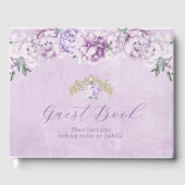 Elegante Paarse Floral Quinceañera Guest Book Gastenboek (Voorkant)