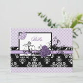 elegante paarse floranje bedankkaart (Staand voorkant)