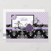 elegante paarse floranje bedankkaart (Voorkant / Achterkant)