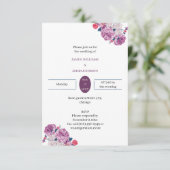 Elegante Paarse Flower Custom Wedding Kaart (Staand voorkant)