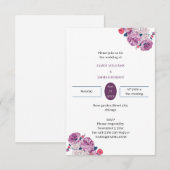 Elegante Paarse Flower Custom Wedding Kaart (Voorkant / Achterkant)