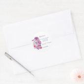Elegante Paarse Flower Custom Wedding Ronde Sticker (Envelop)