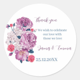 Elegante Paarse Flower Custom Wedding Ronde Sticker