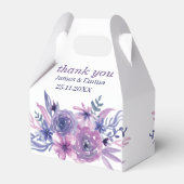Elegante Paarse Flower Gepersonaliseerd bruiloft Bedankdoosjes (Achterkant)