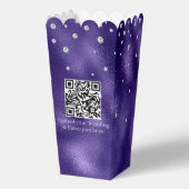 Elegante Paarse Folie & Diamant Bruiloft Popcorn Bedankdoosjes (Achterkant)
