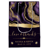 Elegante Paarse Folie en gouden Glitter Agaat Brui Medium Cadeauzakje (Achterkant)