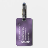 Elegante Paarse Folie Monogram Custom Bagagelabel (Achterkant verticaal)