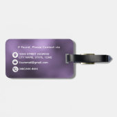 Elegante Paarse Folie Monogram Custom Bagagelabel (Achterkant horizontaal)