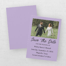 Elegante Paarse Foto Huwelijk Save The Date Kaart