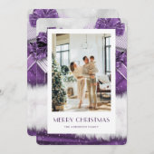 Elegante Paarse foto Vrolijke kerst Kaart (Voorkant / Achterkant)