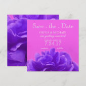 Elegante Paarse Framboos Bloem Save The Date Kaart (Voorkant / Achterkant)