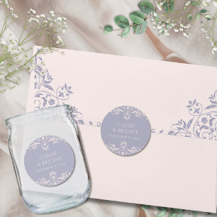 Elegante Paarse Franse Lila Chic bruiloft Ronde Sticker