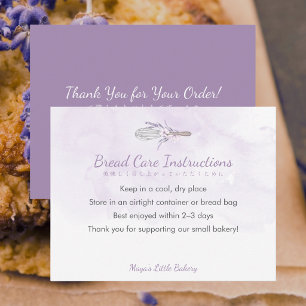 Elegante Paarse Gardeer Instructies voor Brood Bedankkaart