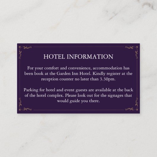 Elegante Paarse Geen Cadeaus Verjaardag Informatiekaartje (Achterkant)
